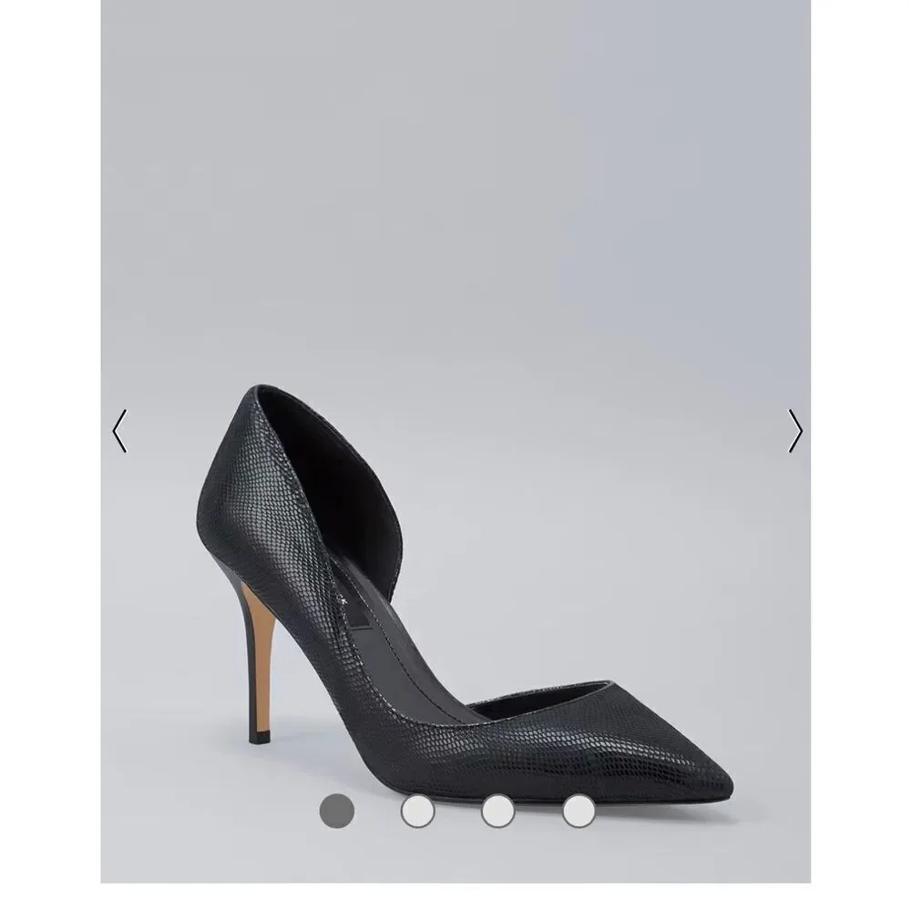 White House  Black Market Ella Lizard Embossed D’orsay Pumps / Black/Size 9M - Picture 4 of 15